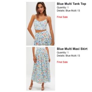 Moon River 2-piece set blue maxi skirt and blue multi tank - small